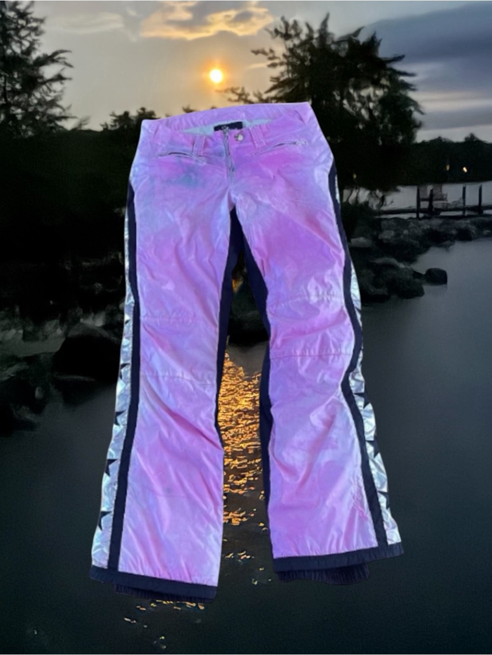 Jet Set Starred Ski Pants, Black, Size 3  Custom💕💕Tie Dyed Hot Pink